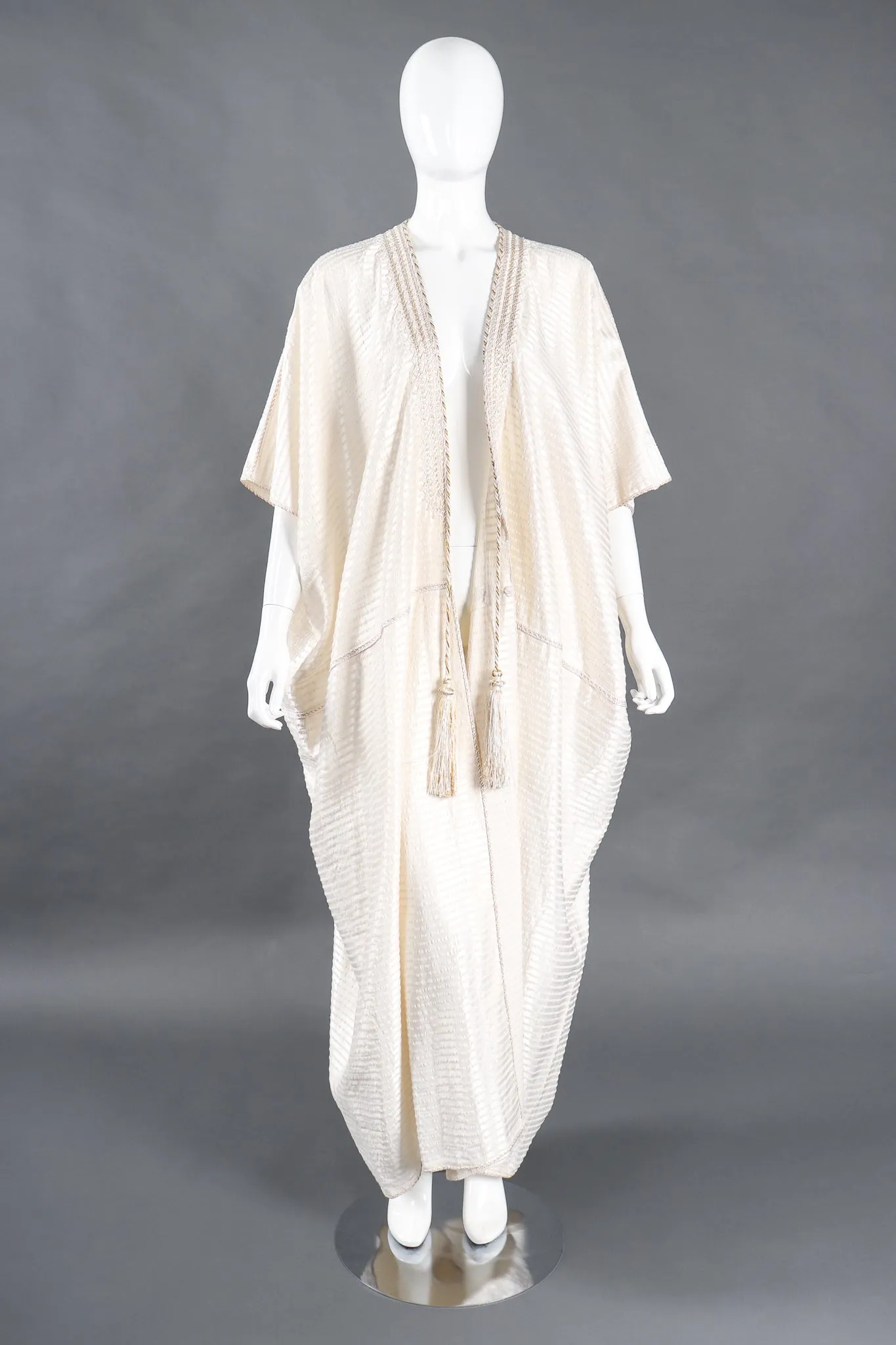 Striped Satin Seersucker Caftan Robe