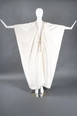 Striped Satin Seersucker Caftan Robe