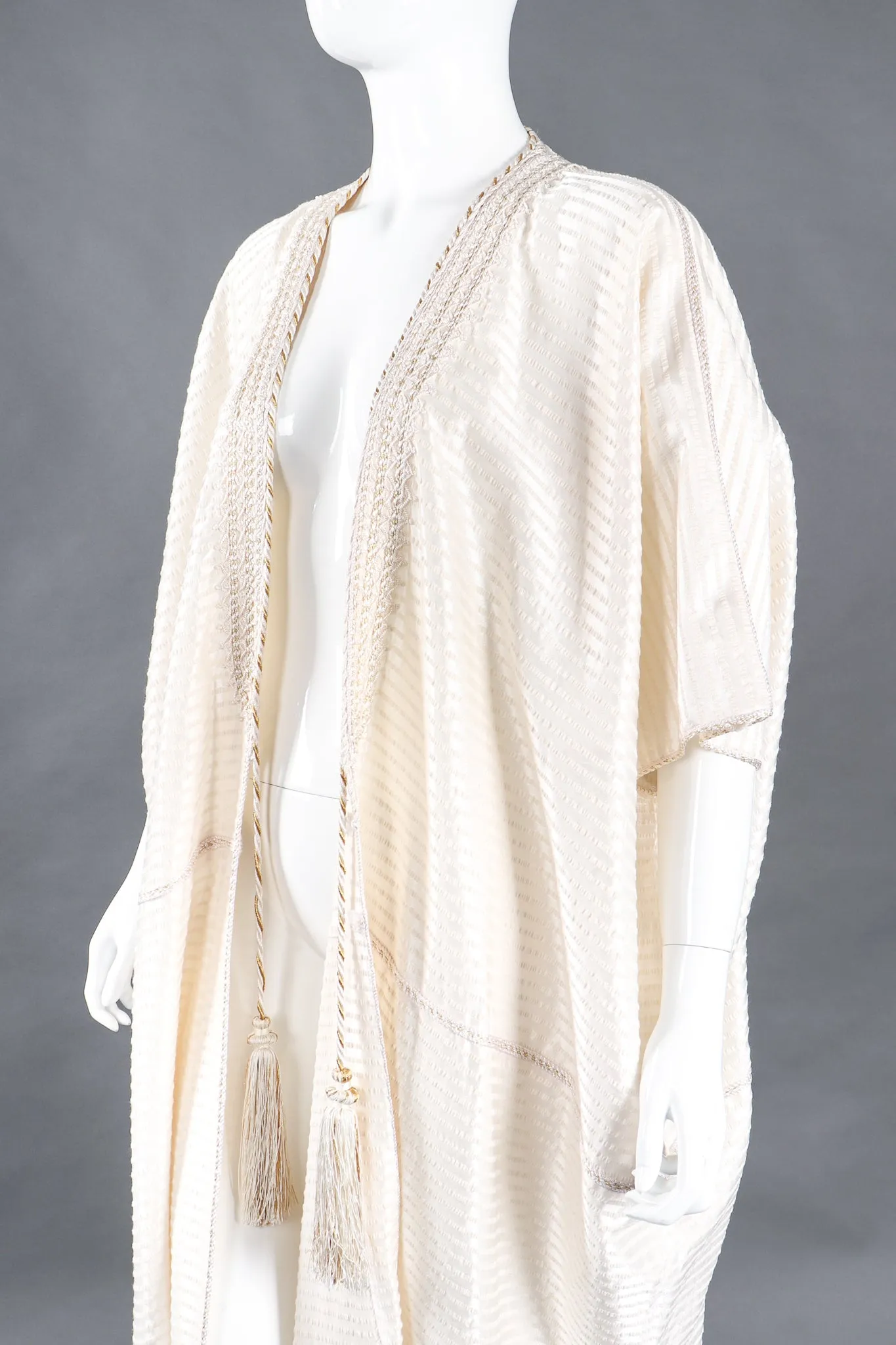 Striped Satin Seersucker Caftan Robe