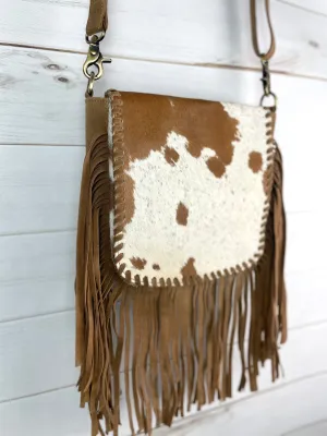 Tan Hide Outer Fringe Crossbody by Showman