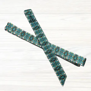 Teal Brown Orange Diamond Pattern Cinch Strap Set
