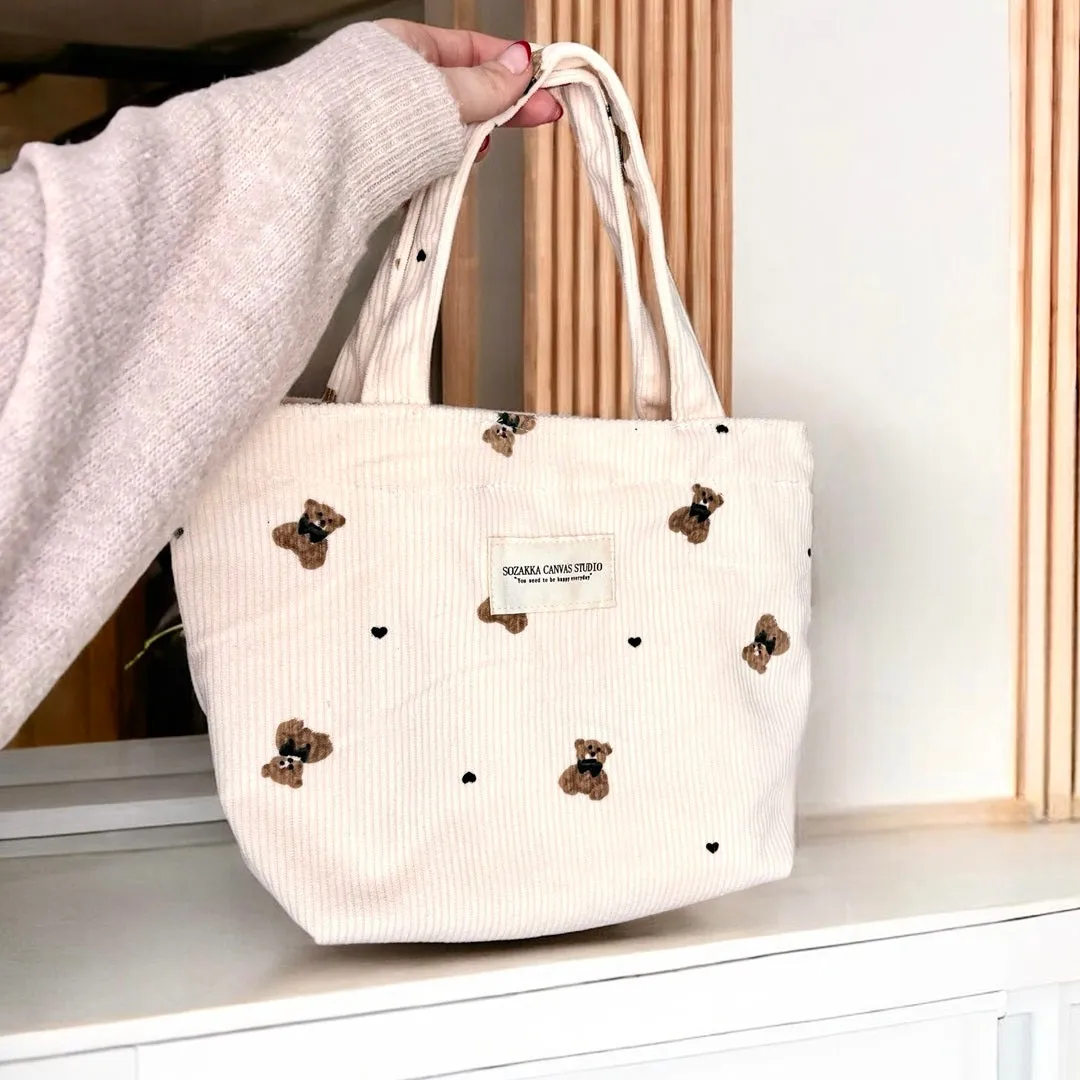 Teddy Bear Corduroy Makeup Bags