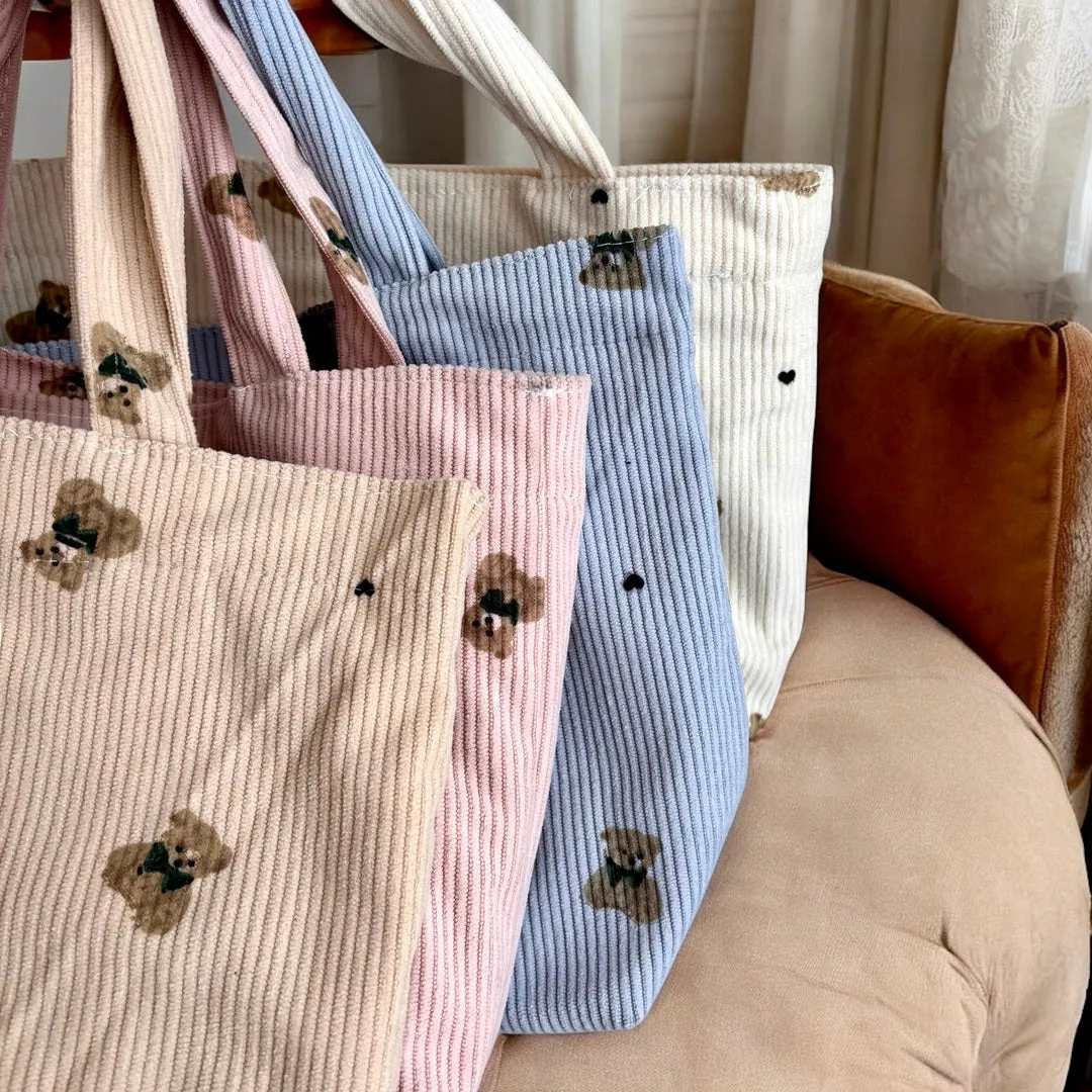 Teddy Bear Corduroy Makeup Bags