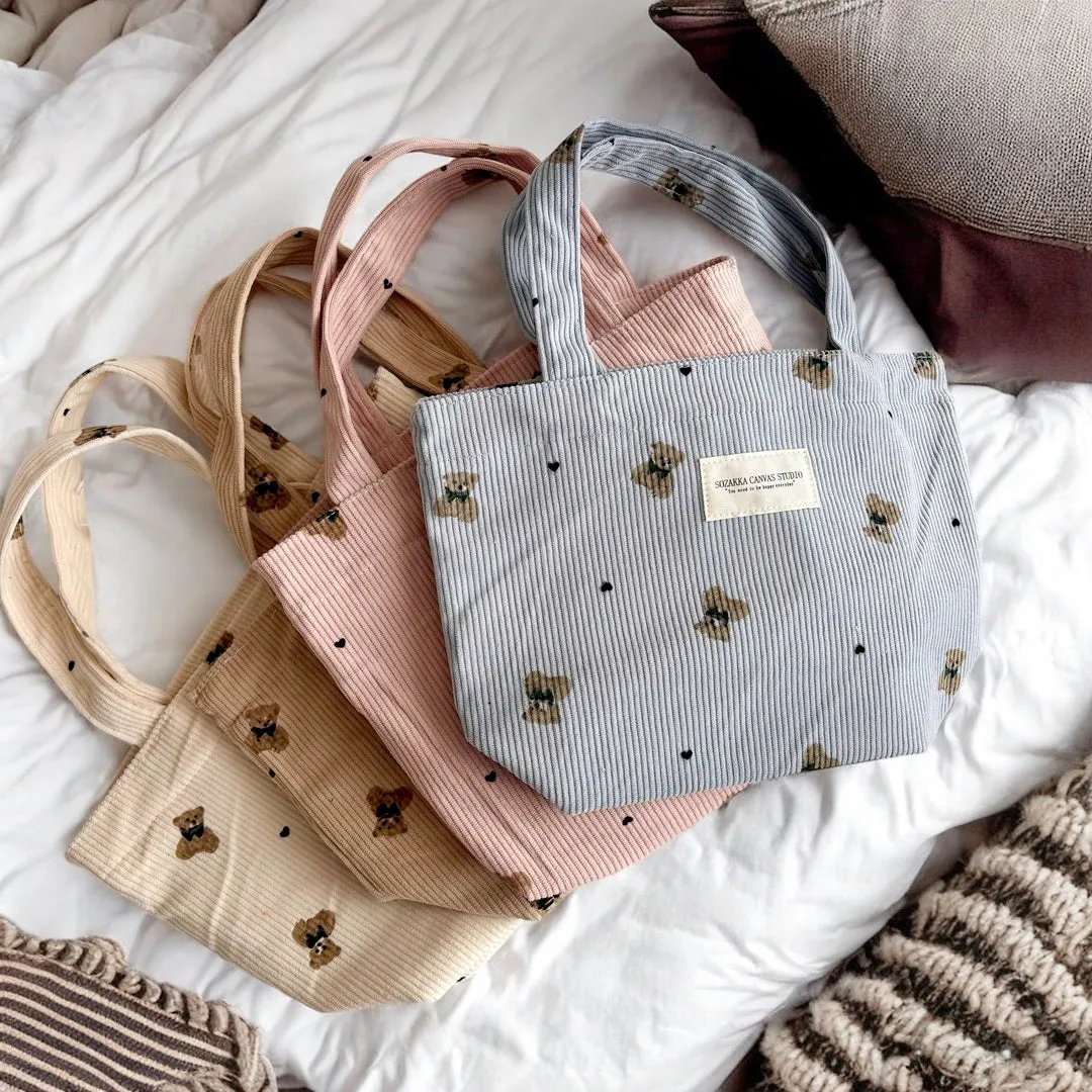Teddy Bear Corduroy Makeup Bags