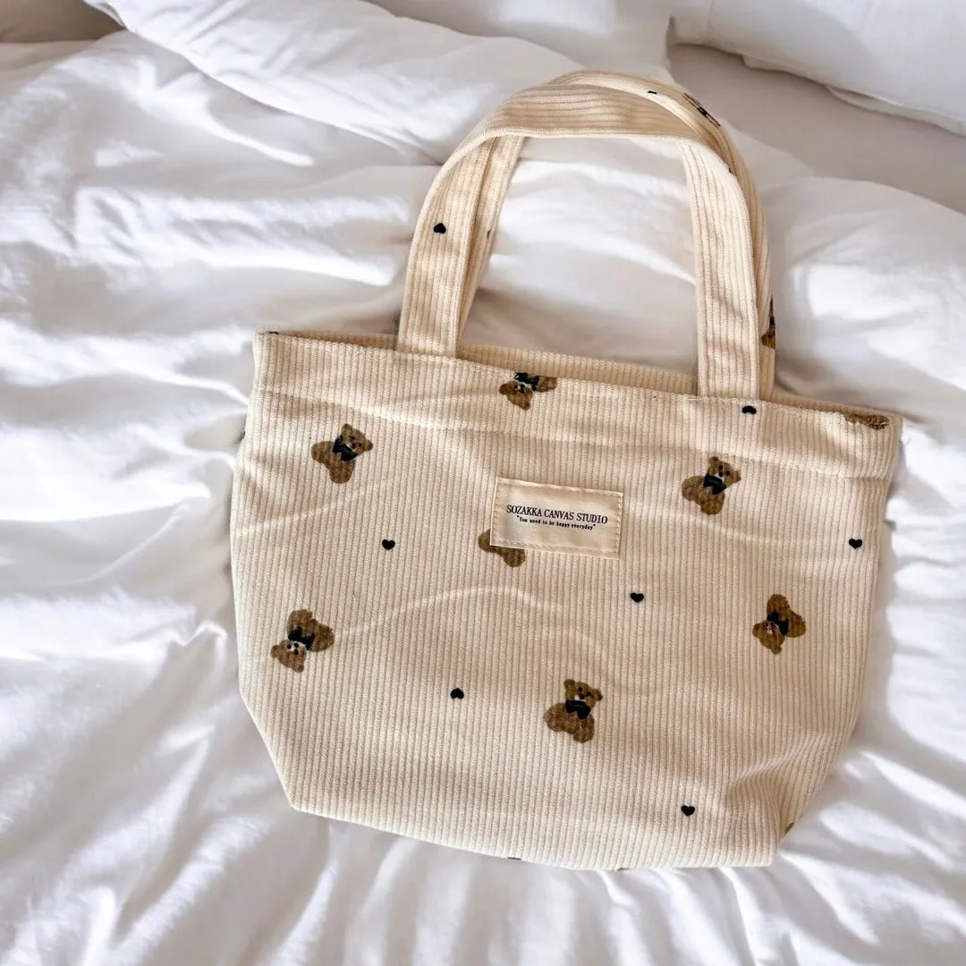 Teddy Bear Corduroy Makeup Bags