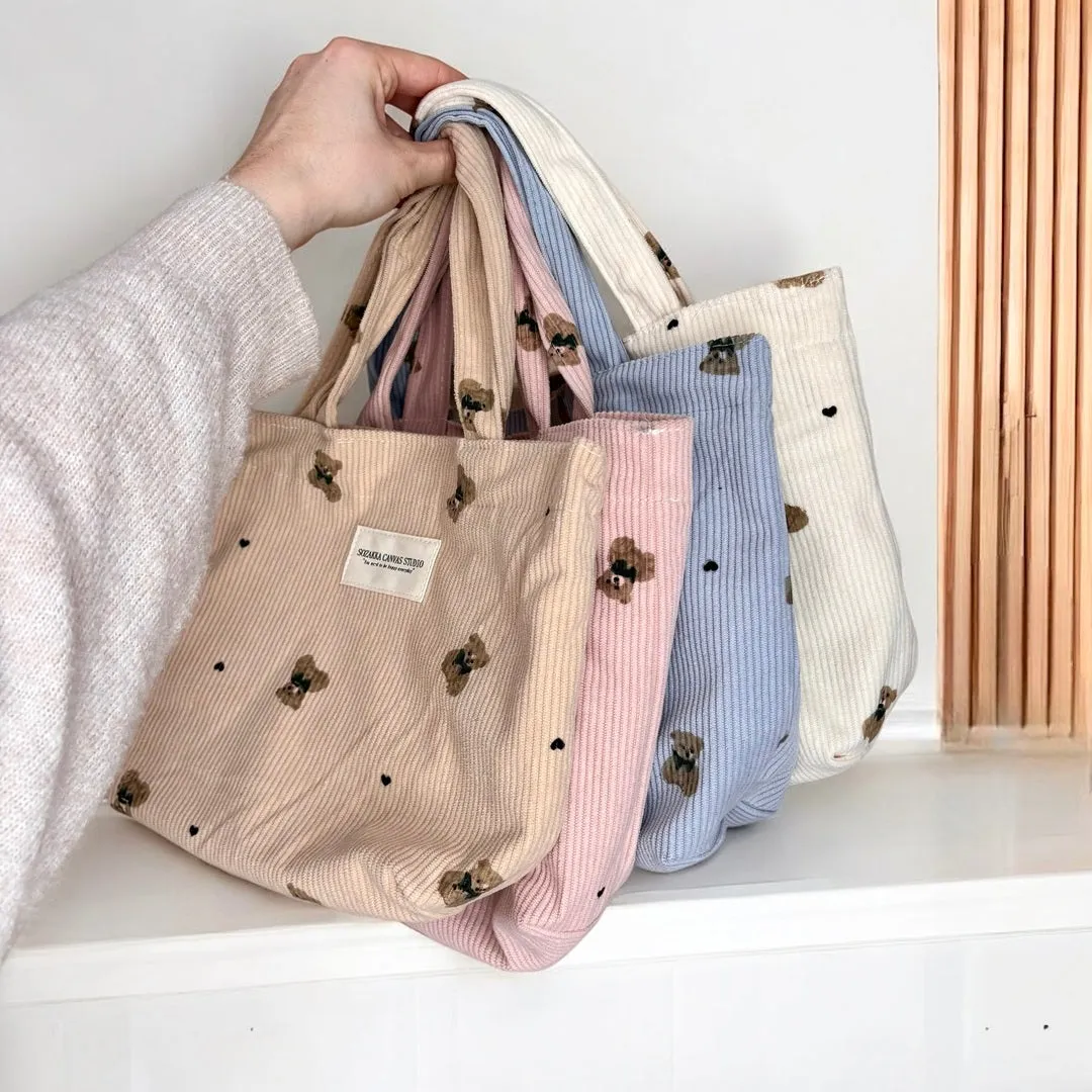 Teddy Bear Corduroy Makeup Bags