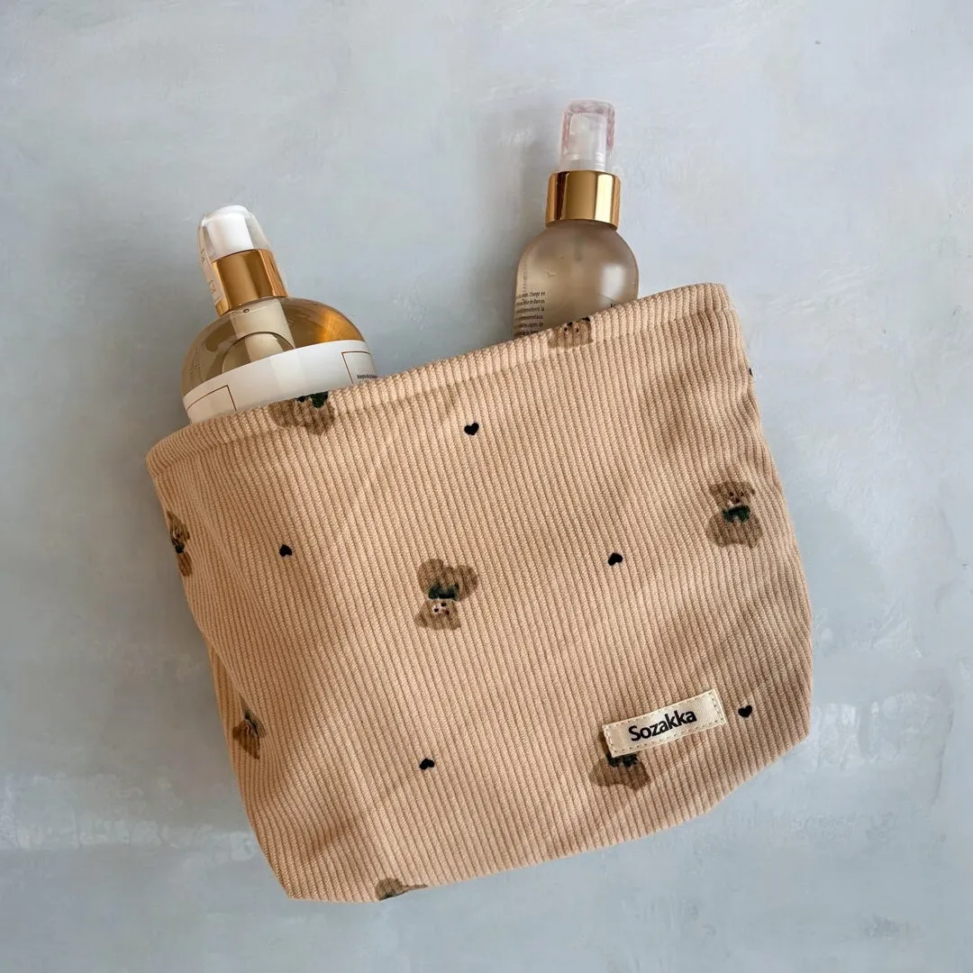 Teddy Bear Corduroy Makeup Bags
