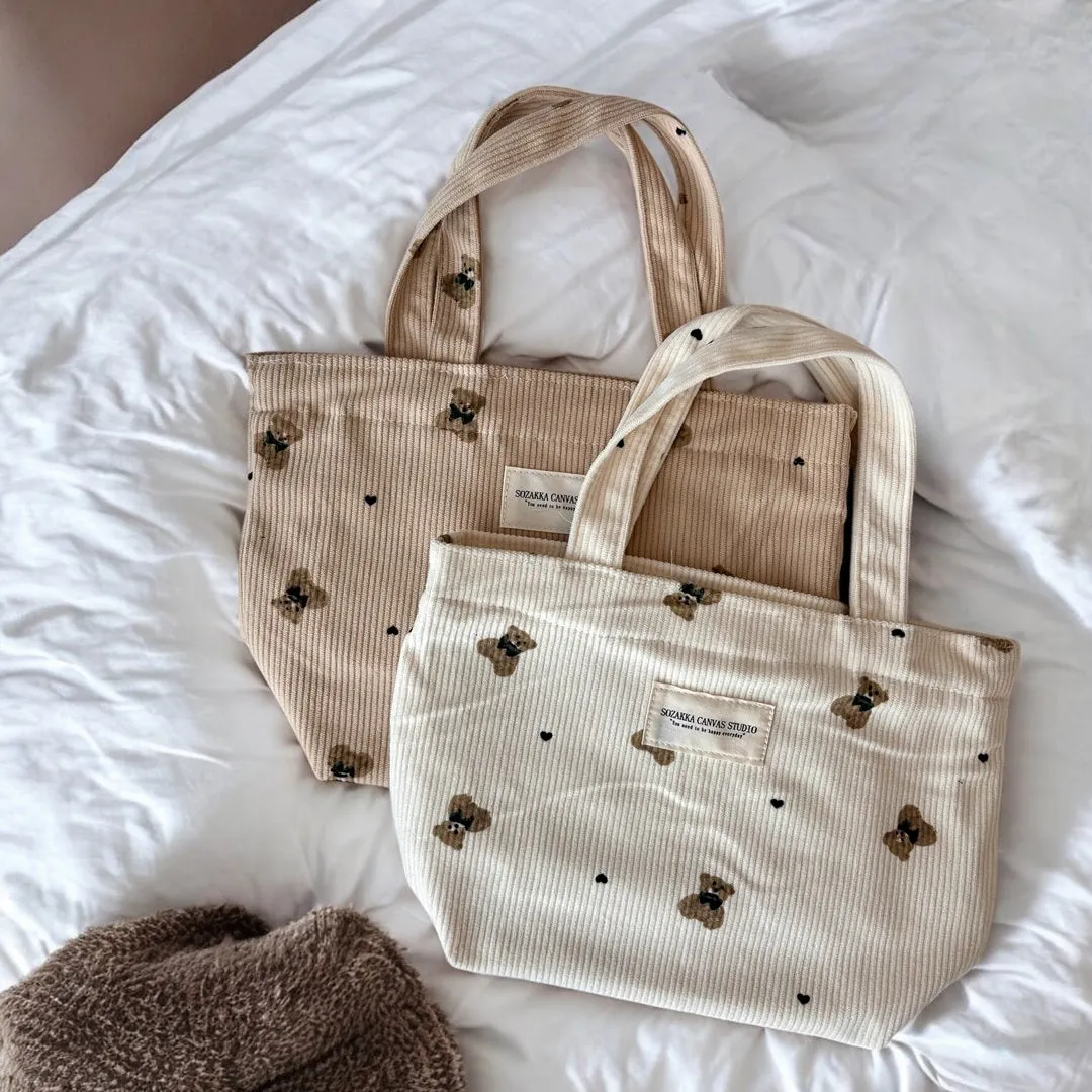 Teddy Bear Corduroy Makeup Bags