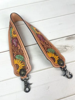 Tooled Leather and Hand Painted Wide Purse Strap - 7 Designs Available!