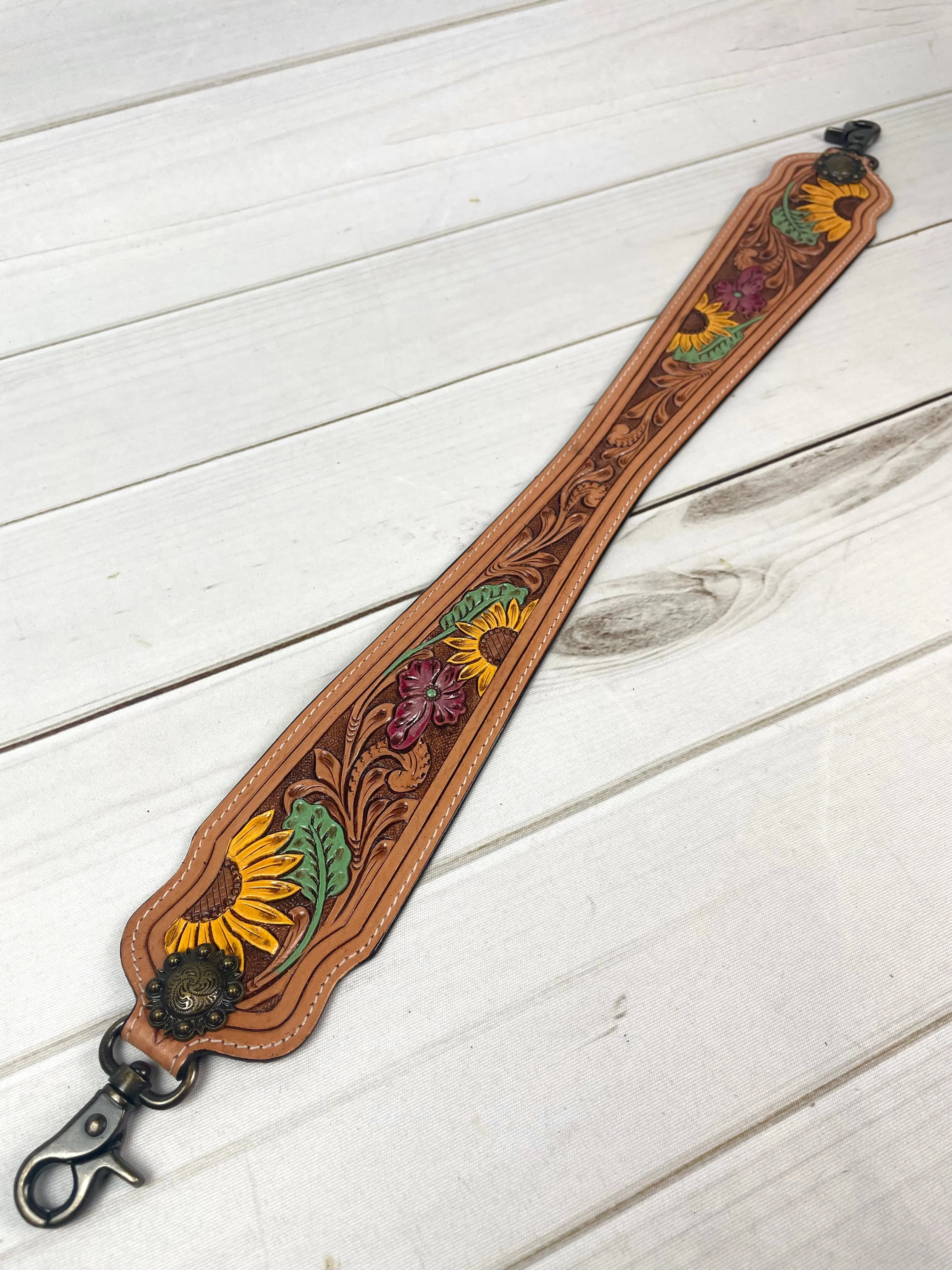 Tooled Leather and Hand Painted Wide Purse Strap - 7 Designs Available!
