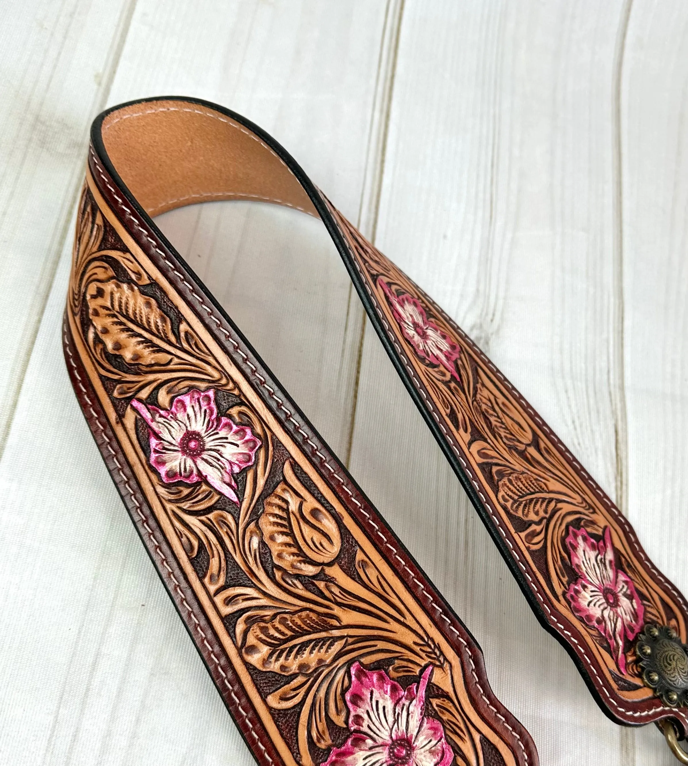 Tooled Leather and Hand Painted Wide Purse Strap - 7 Designs Available!