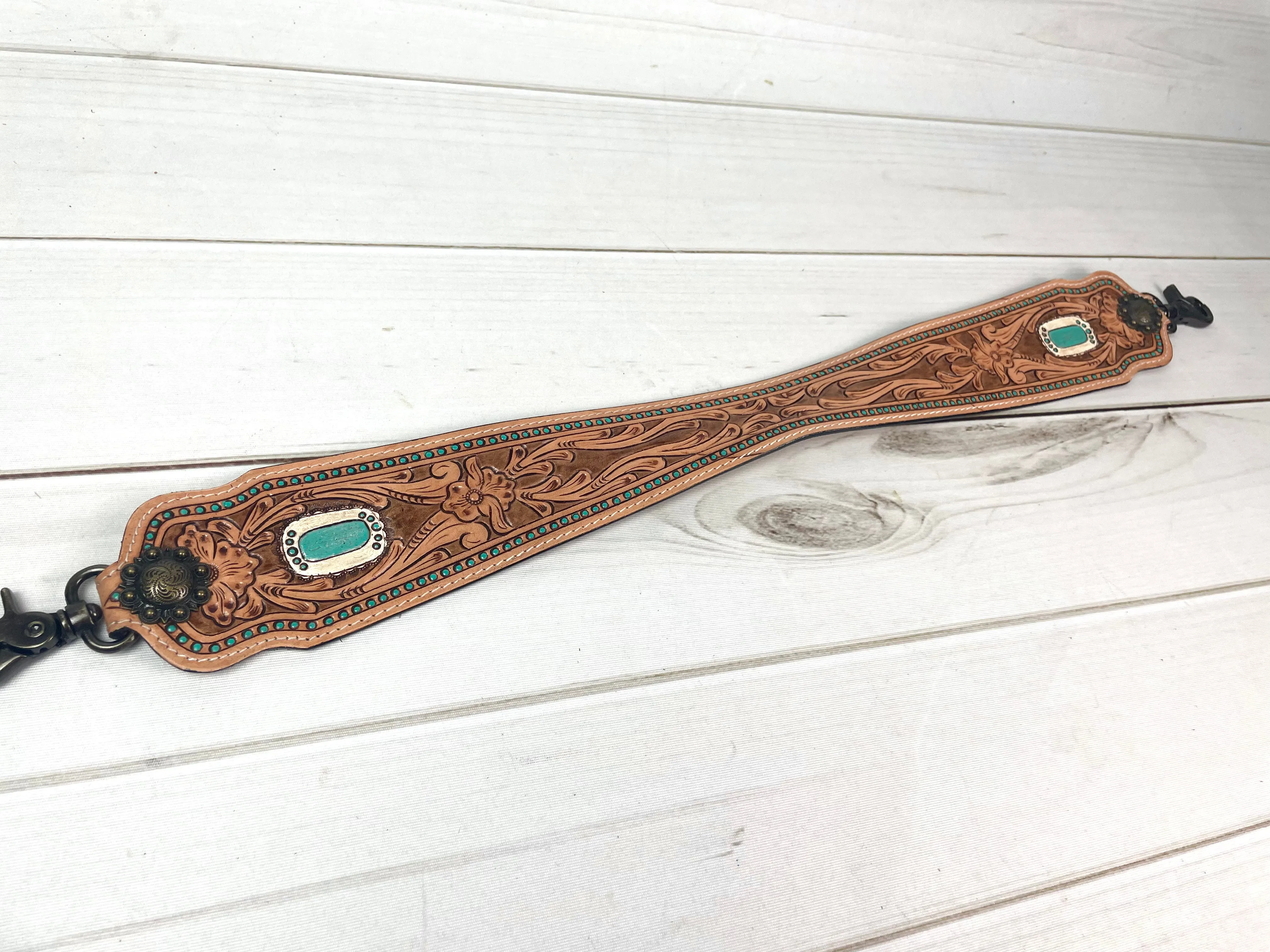 Tooled Leather and Hand Painted Wide Purse Strap - 7 Designs Available!