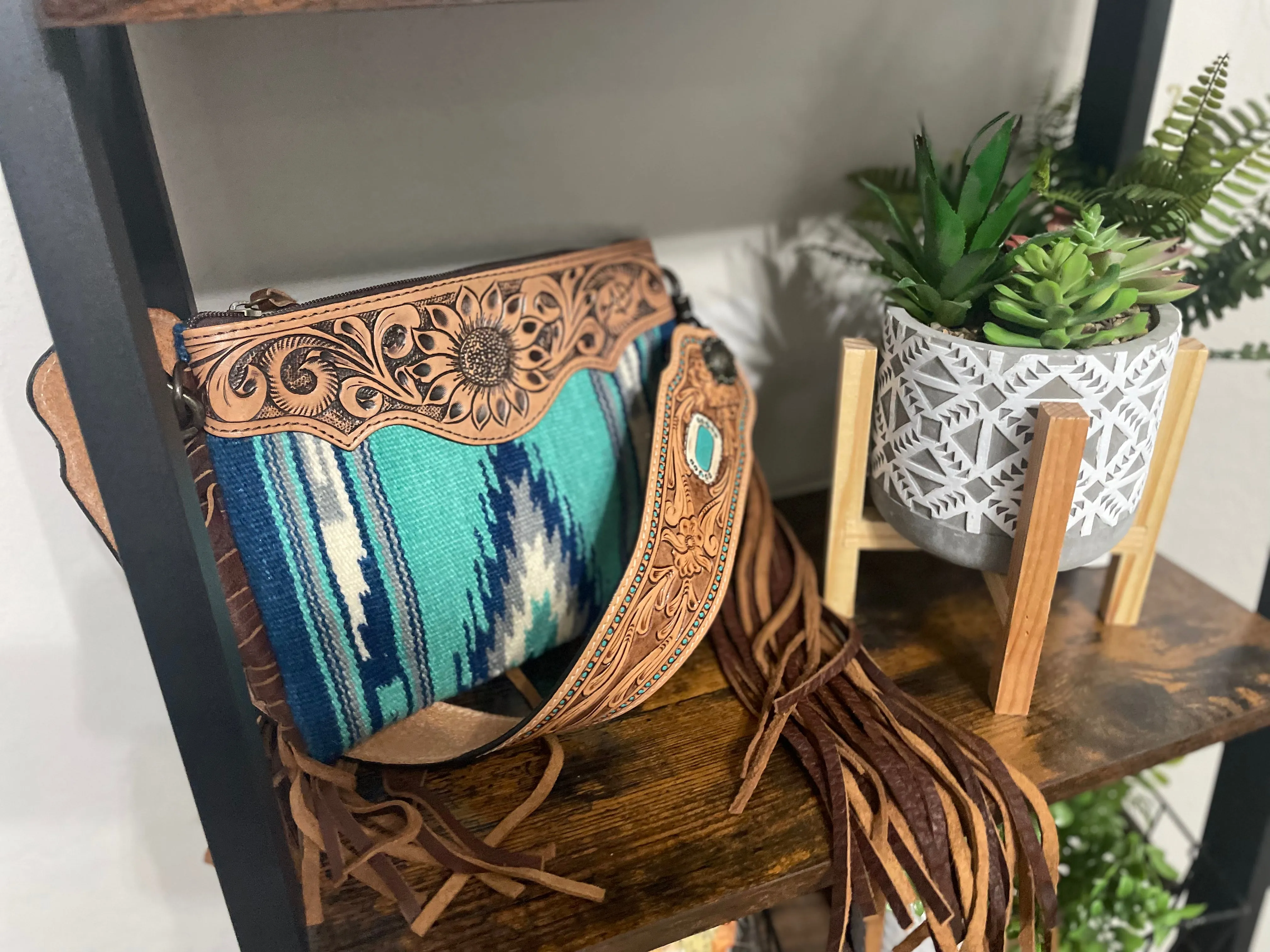 Tooled Leather and Hand Painted Wide Purse Strap - 7 Designs Available!