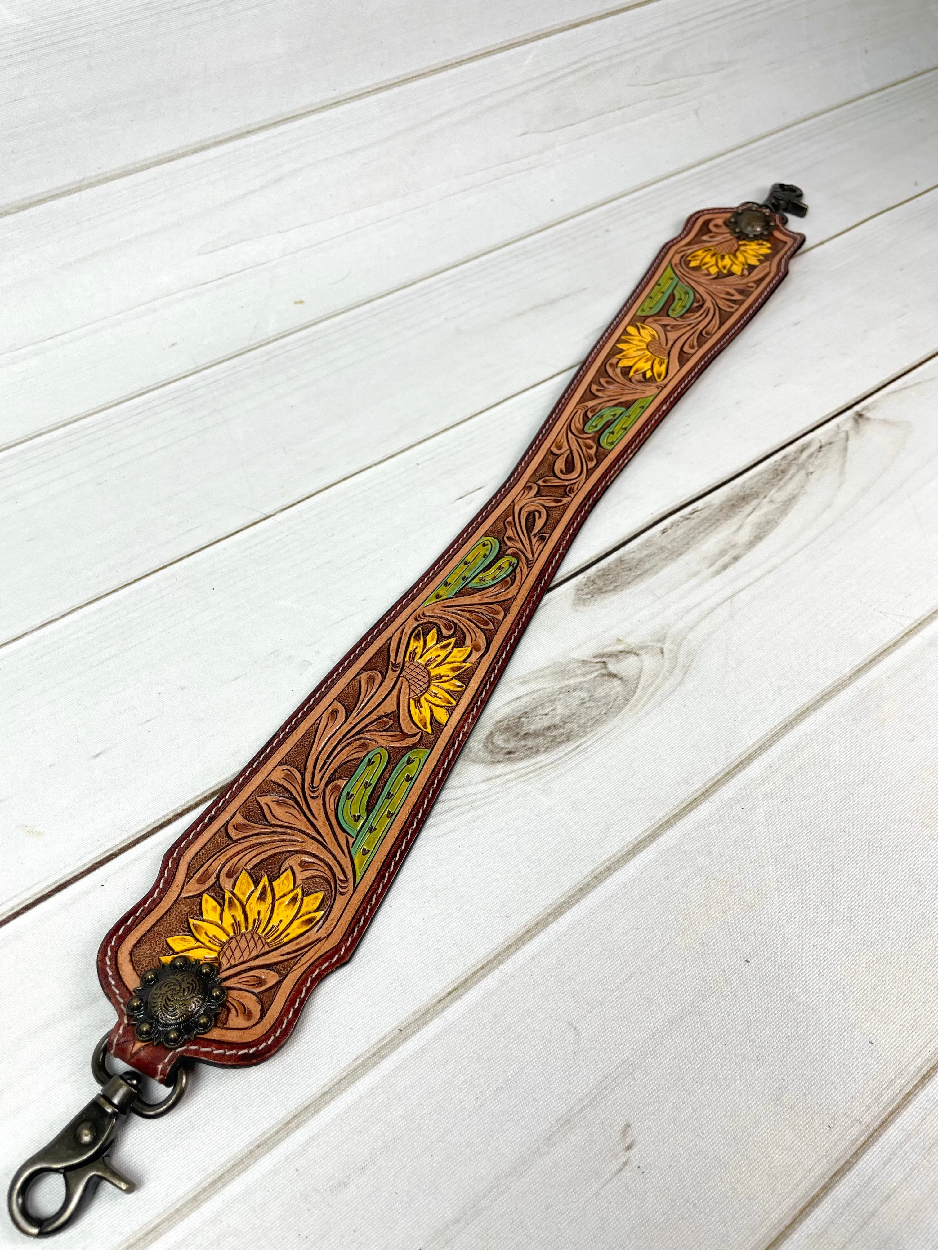 Tooled Leather and Hand Painted Wide Purse Strap - 7 Designs Available!