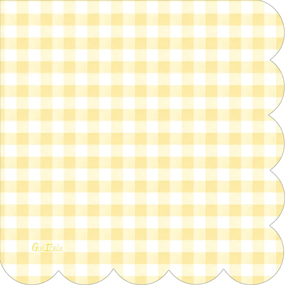 Tovaglioli in Carta Vichy Yellow con Smerlo 33 x 33 cm - 16 pezzi