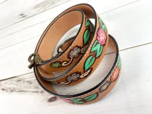 Vintage Flower Leather Handbag Strap