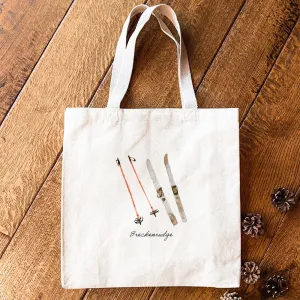 Watercolor Skis - Customizable Canvas Tote Bag