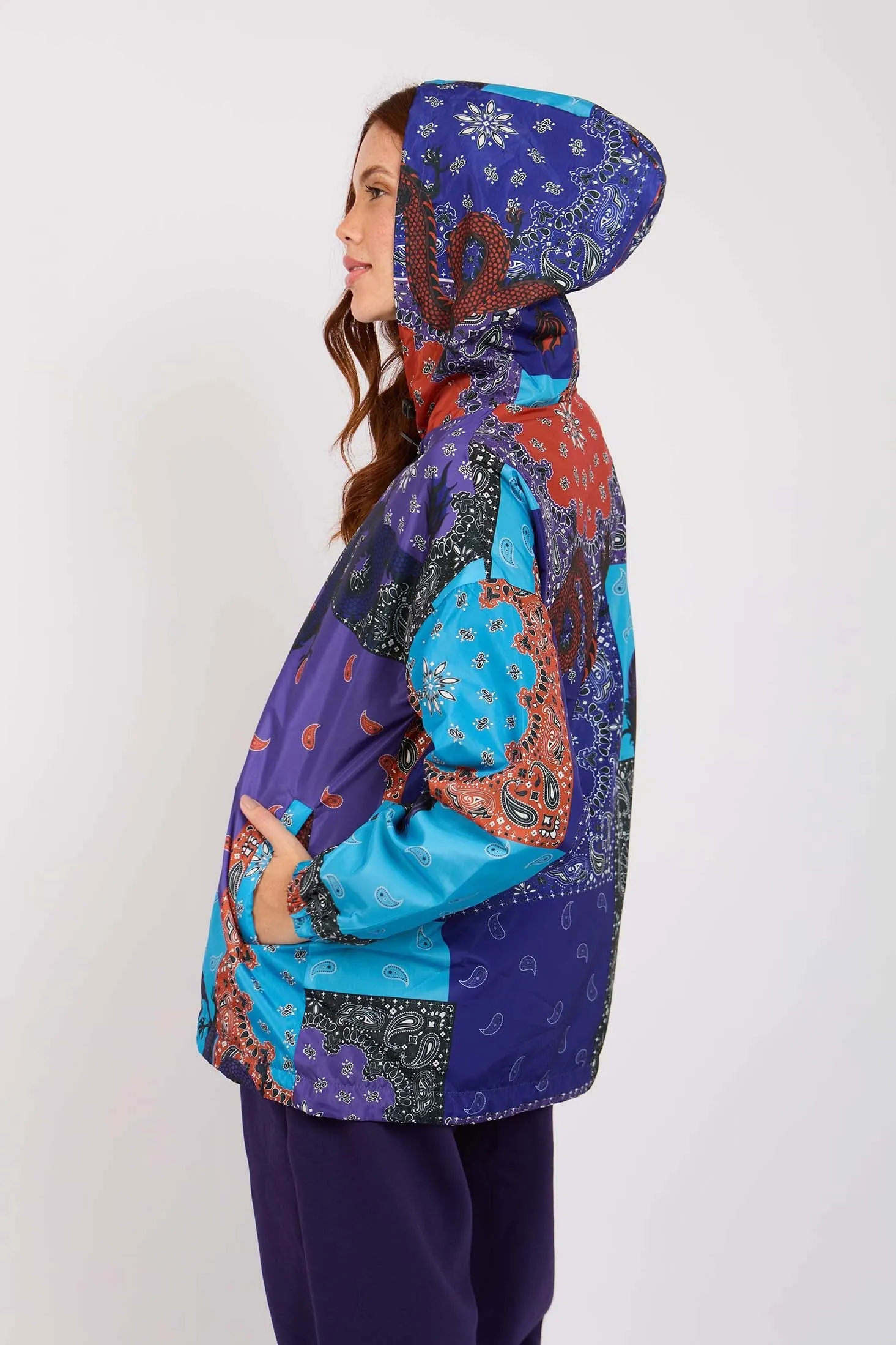 Women Bandana Waterproof Jacket Multicolor