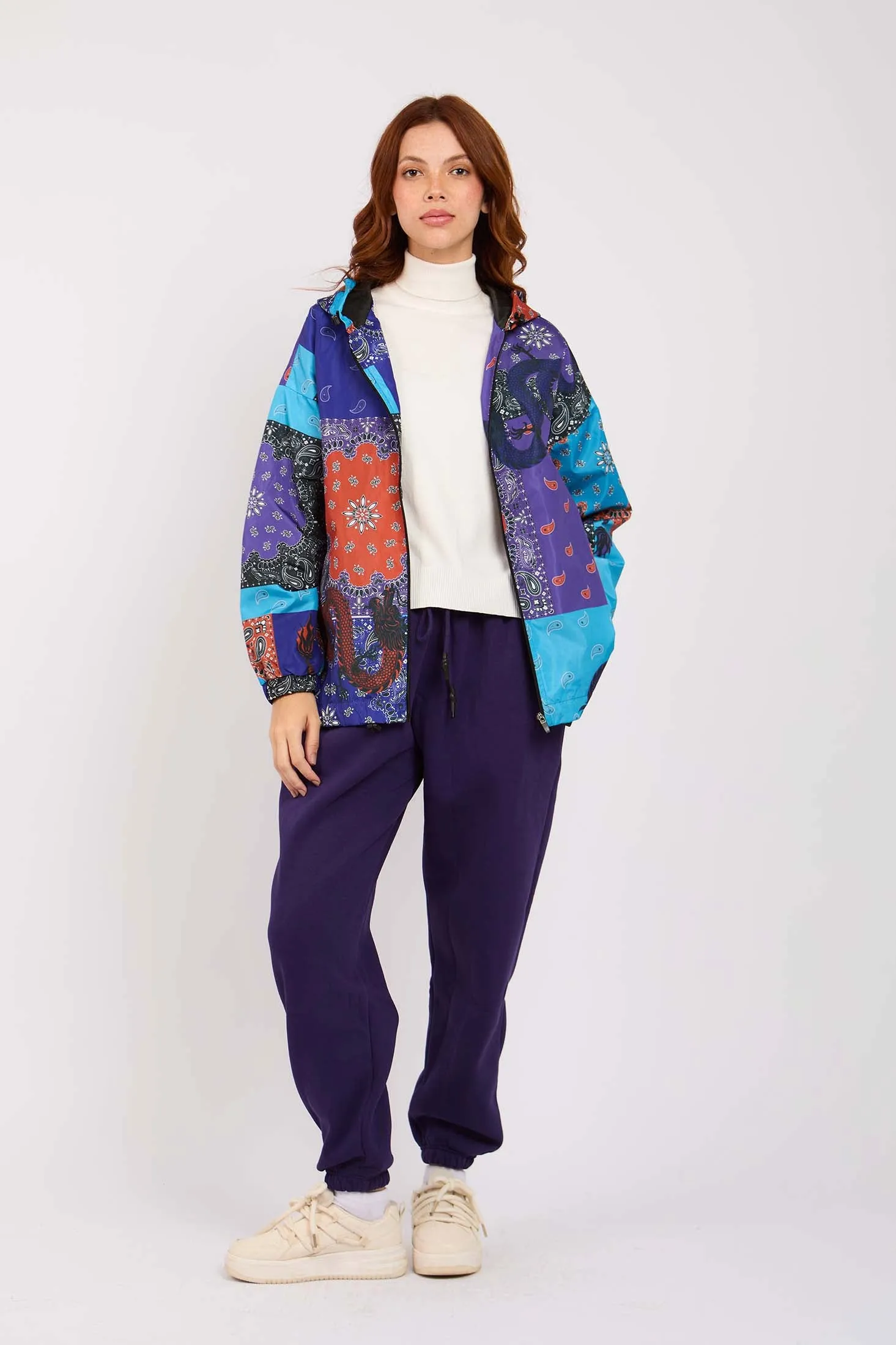 Women Bandana Waterproof Jacket Multicolor