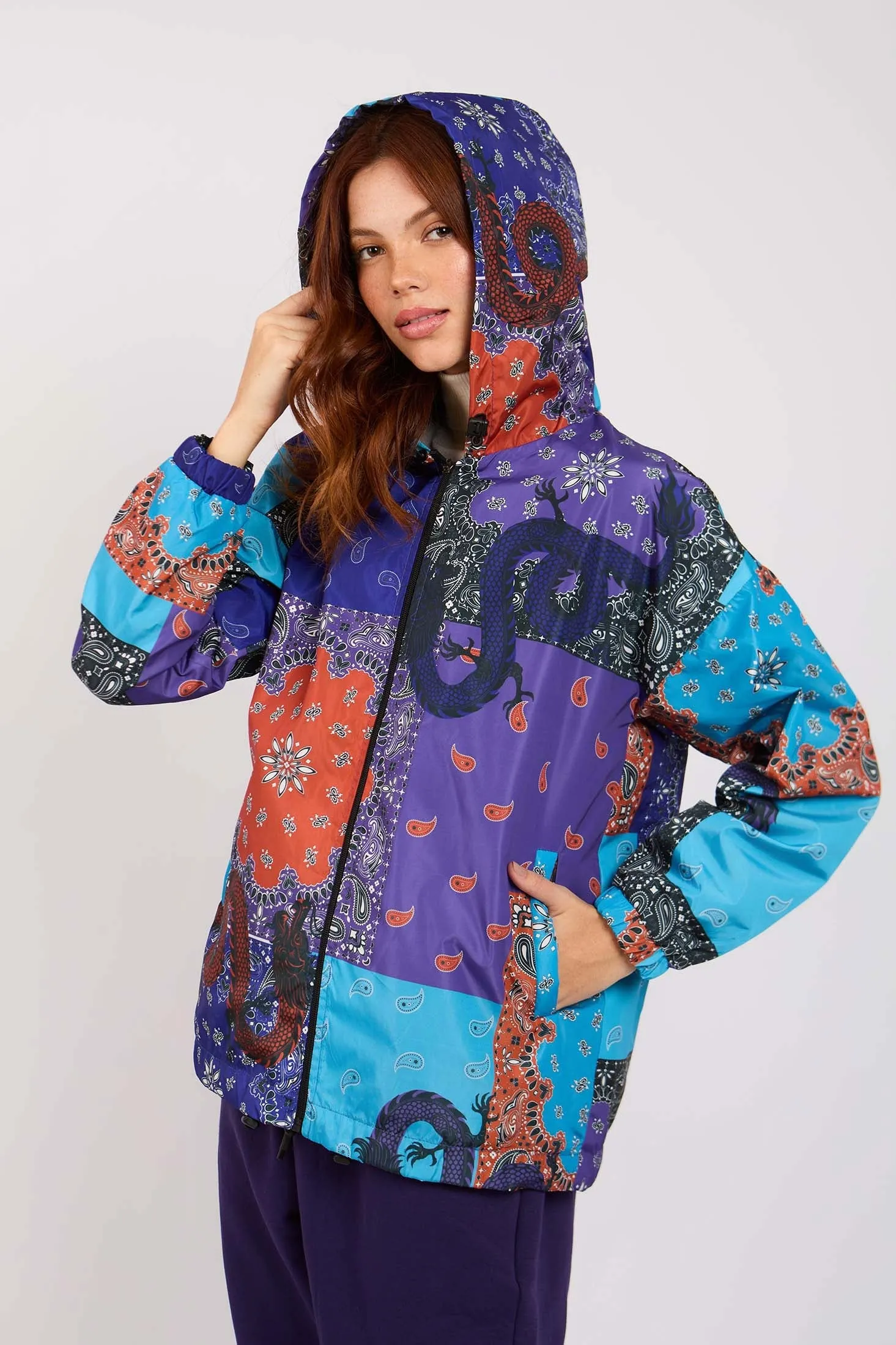 Women Bandana Waterproof Jacket Multicolor