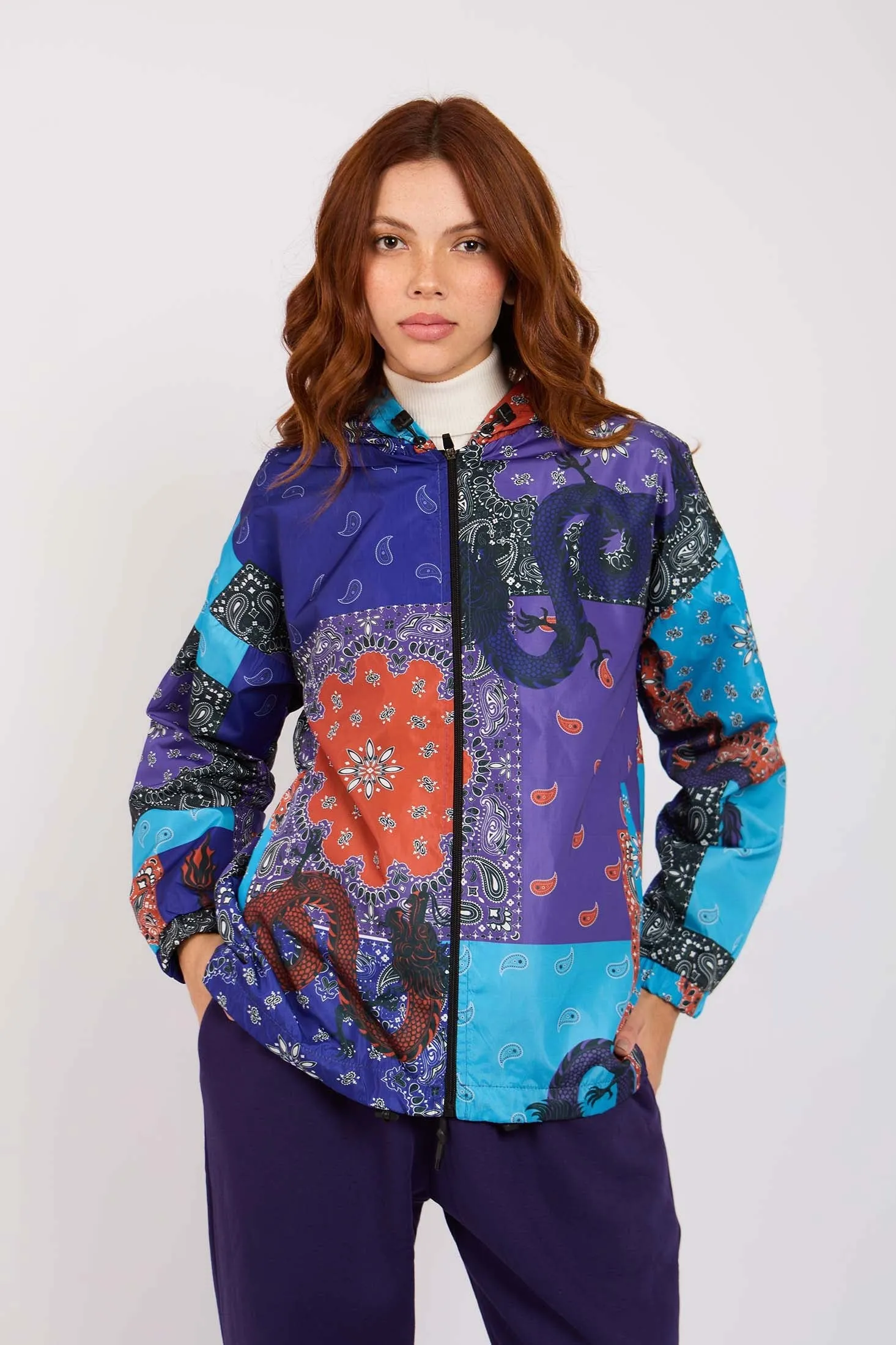 Women Bandana Waterproof Jacket Multicolor