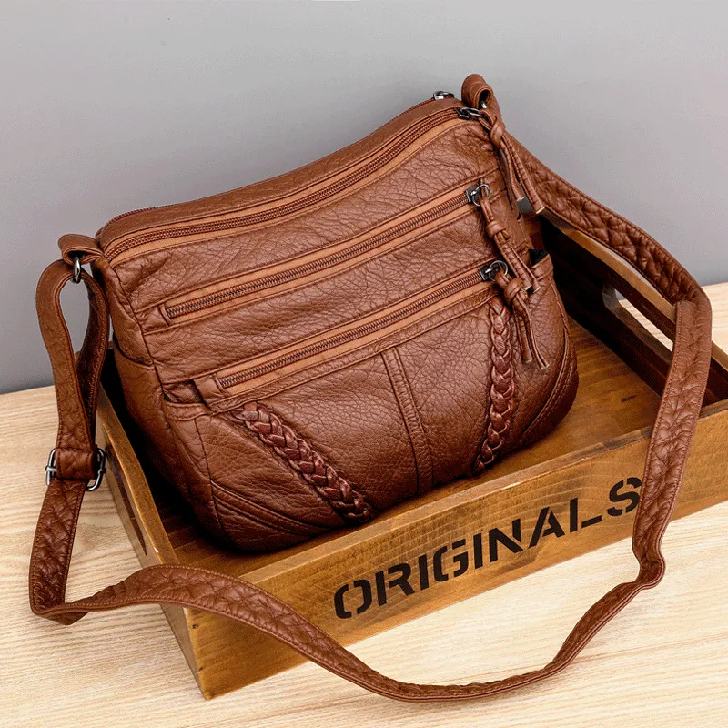 Women's Soft Leather Retro Simple Fashion Large Shoulder Bags