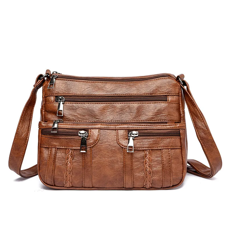 Women's Soft Leather Retro Simple Fashion Large Shoulder Bags