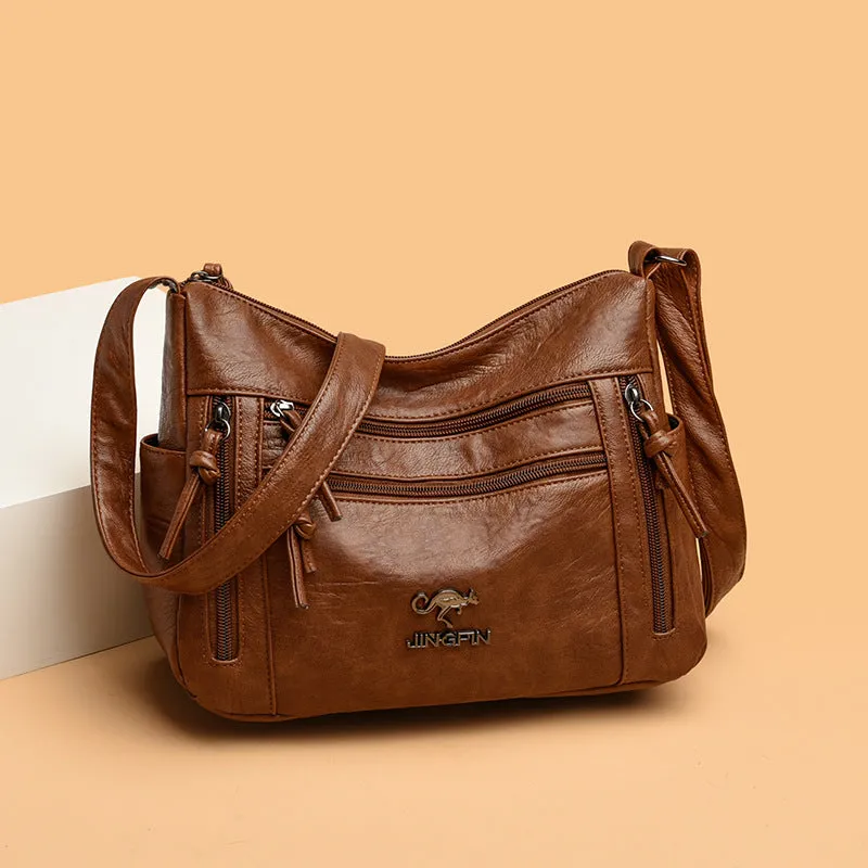 Women's Soft Leather Retro Simple Fashion Large Shoulder Bags