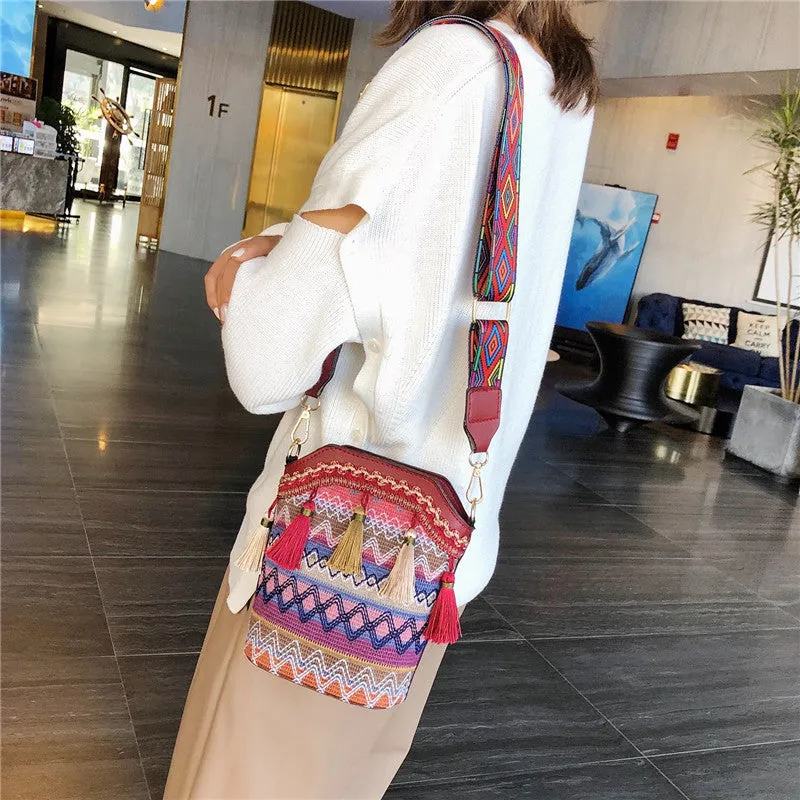 Women's Tourism Scenic Spot Ethnic Style Woven Ribbon Crossbody Bags