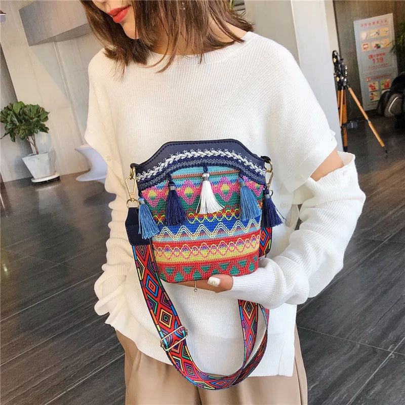 Women's Tourism Scenic Spot Ethnic Style Woven Ribbon Crossbody Bags