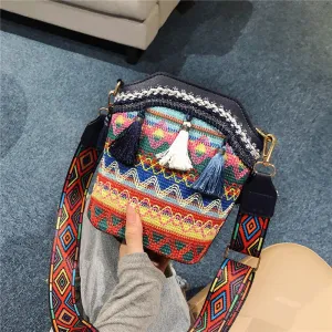 Women's Tourism Scenic Spot Ethnic Style Woven Ribbon Crossbody Bags