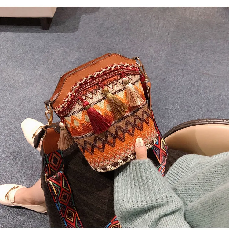 Women's Tourism Scenic Spot Ethnic Style Woven Ribbon Crossbody Bags