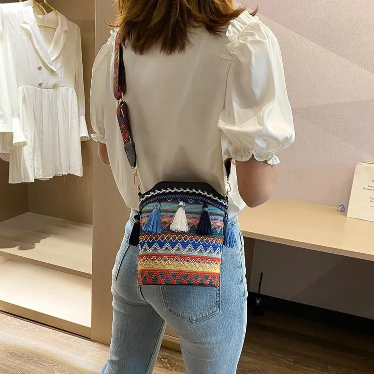 Women's Tourism Scenic Spot Ethnic Style Woven Ribbon Crossbody Bags