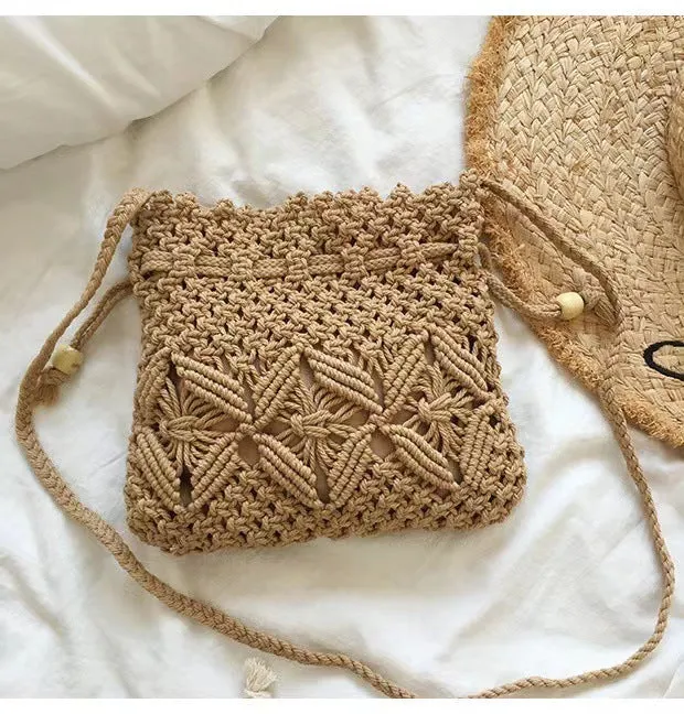 Woven Mori Cotton Thread Fresh Hollow Crossbody Bags