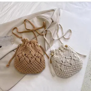 Woven Mori Cotton Thread Fresh Hollow Crossbody Bags