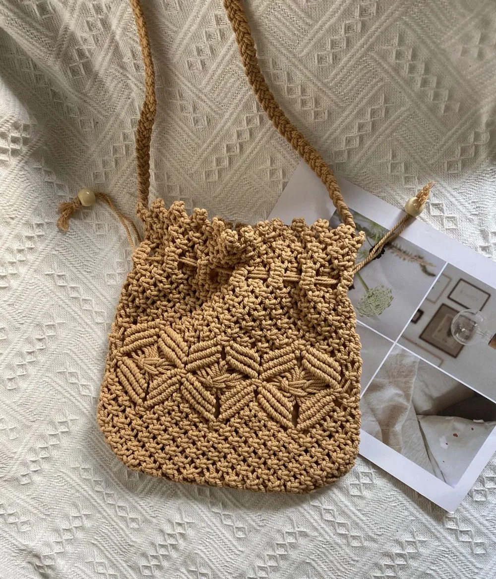 Woven Mori Cotton Thread Fresh Hollow Crossbody Bags