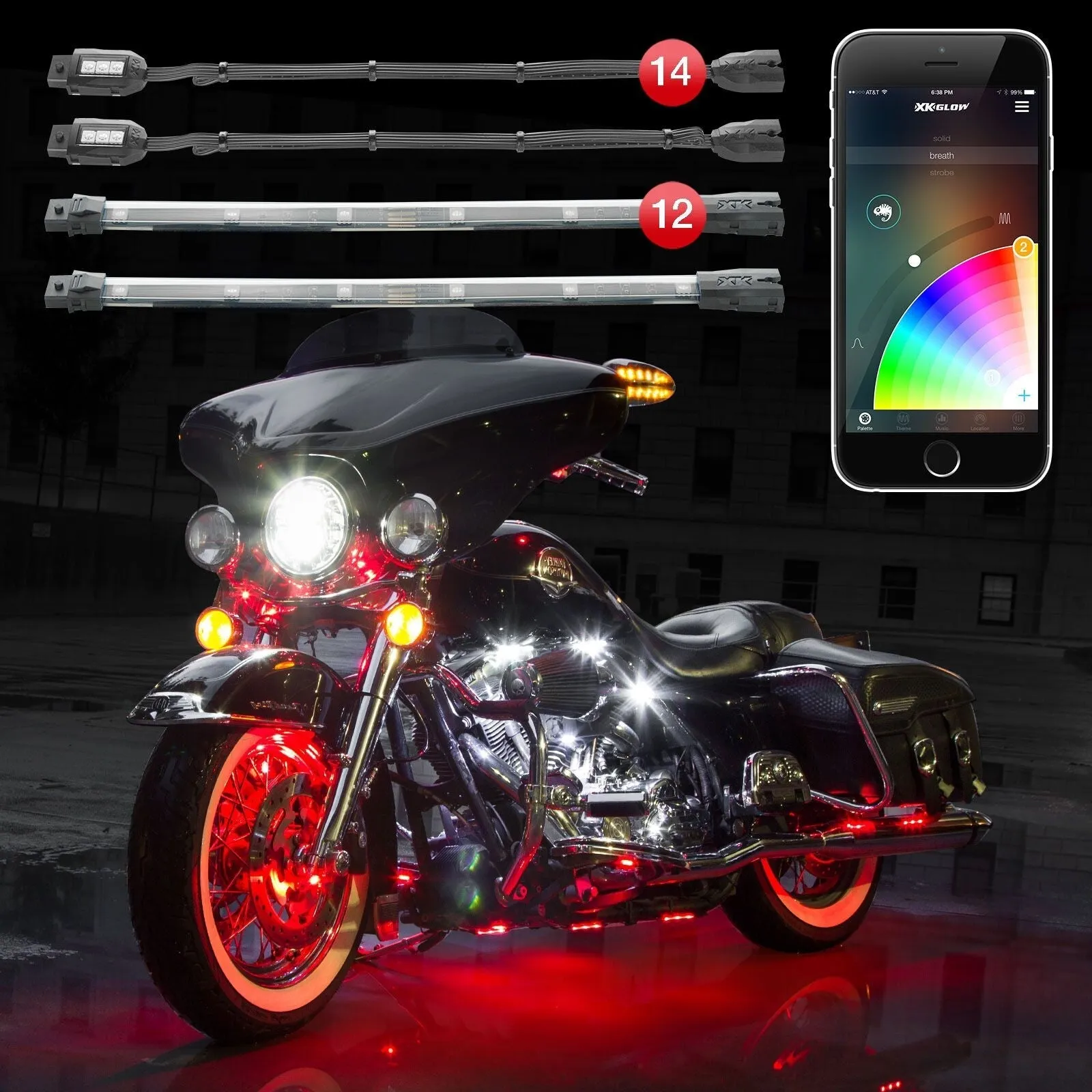 XK GLOW KS-MOTO-PRO Chrome LED Accent Light Kit