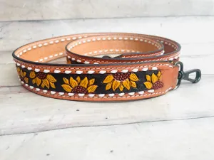 Yellow Sunflower White Buckstitch Handbag Strap